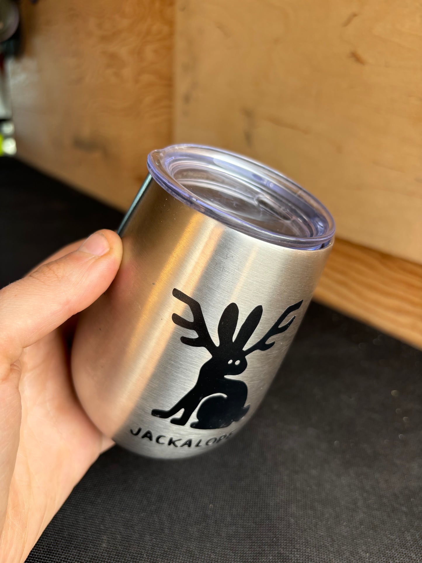 Jackalope upcycled traveling mug