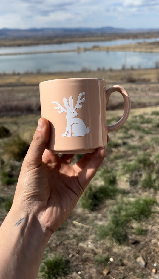Jackalope upcycled mug