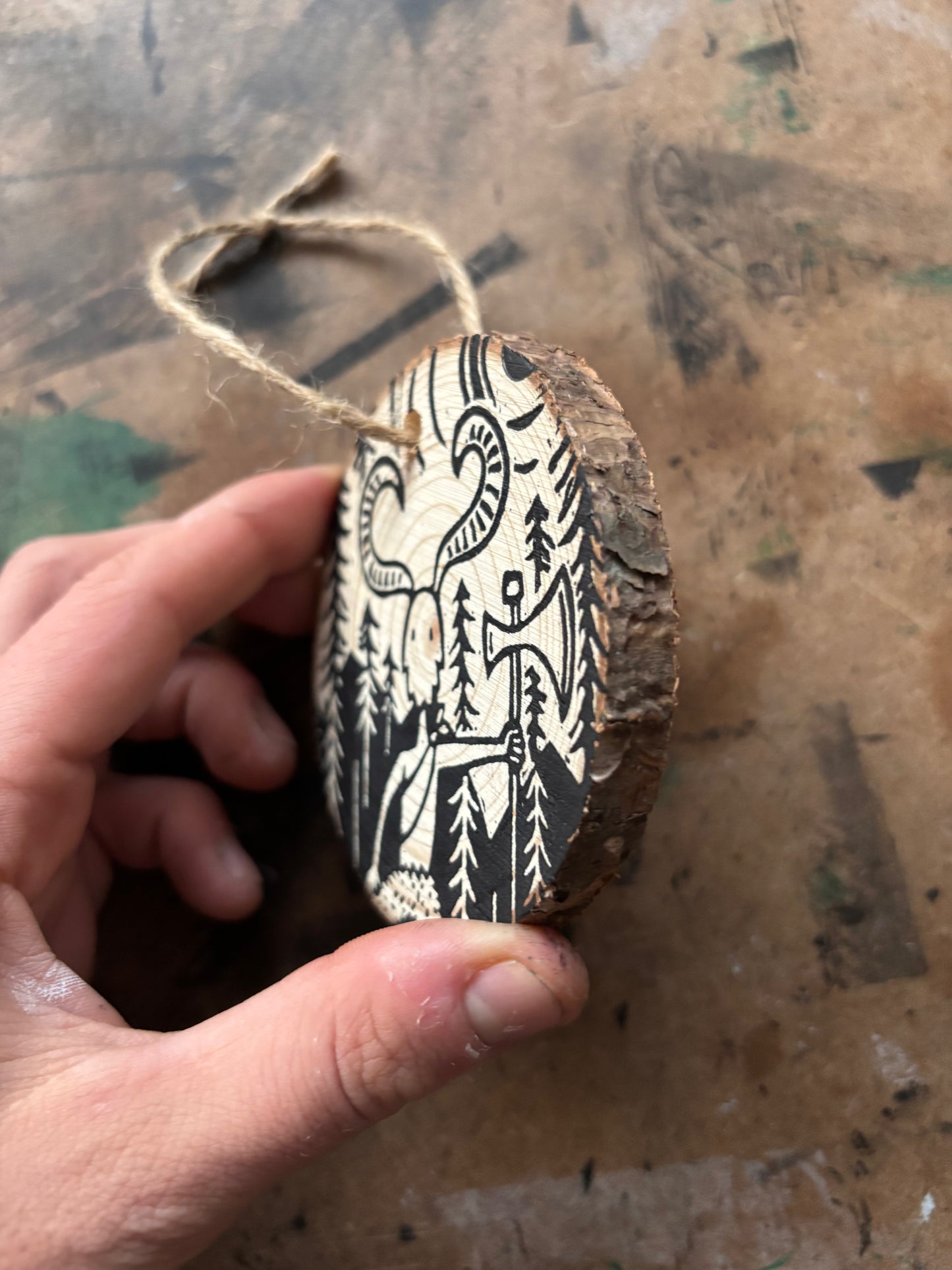 Goatman hand printed ornaments