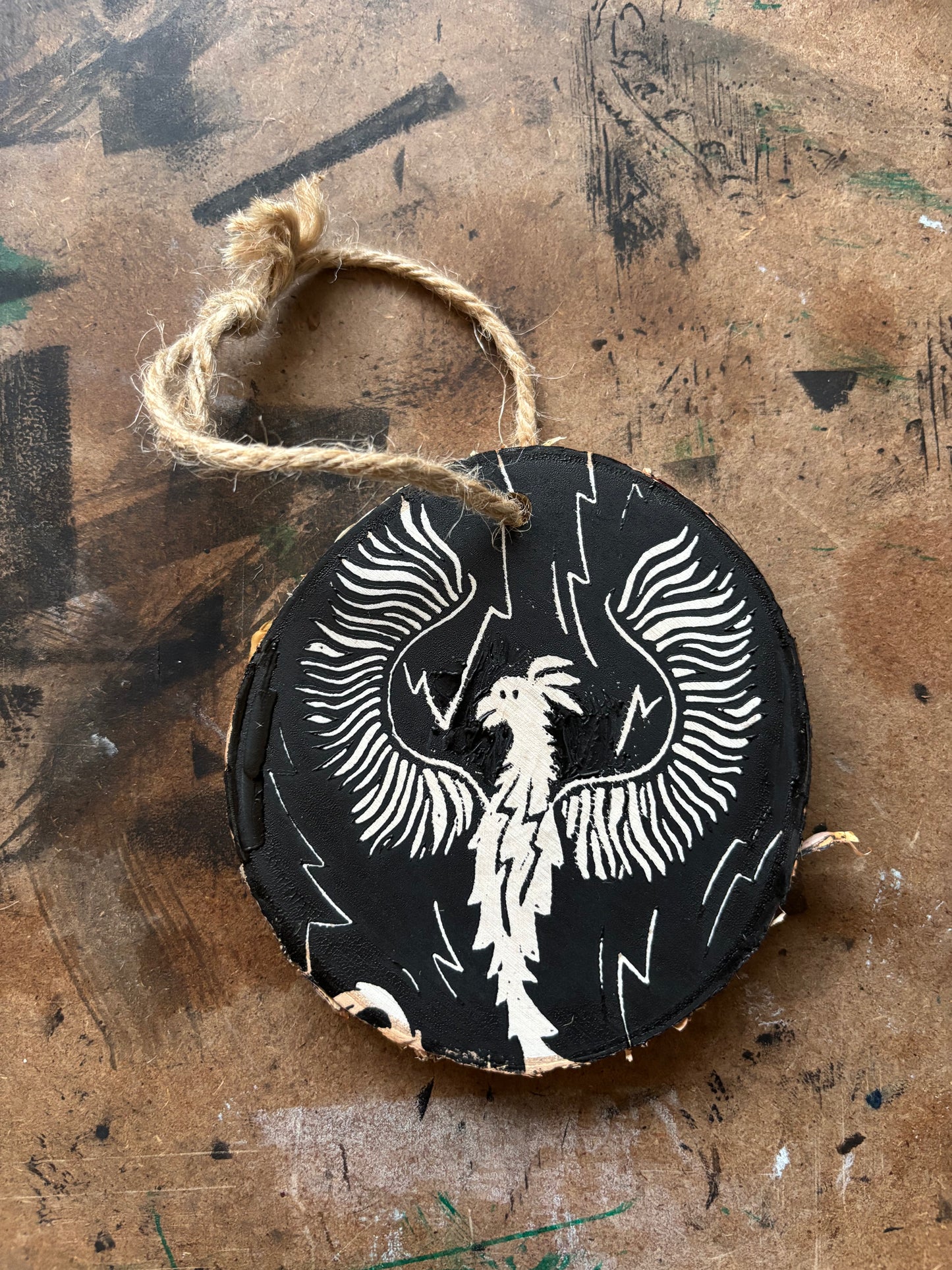 Thunderbird hand printed ornaments