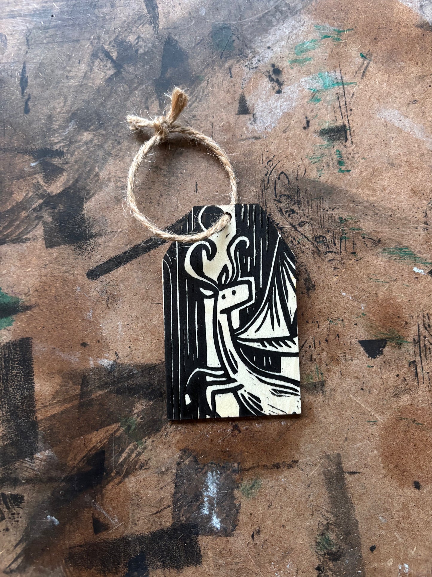 Jersey Devil hand printed ornaments