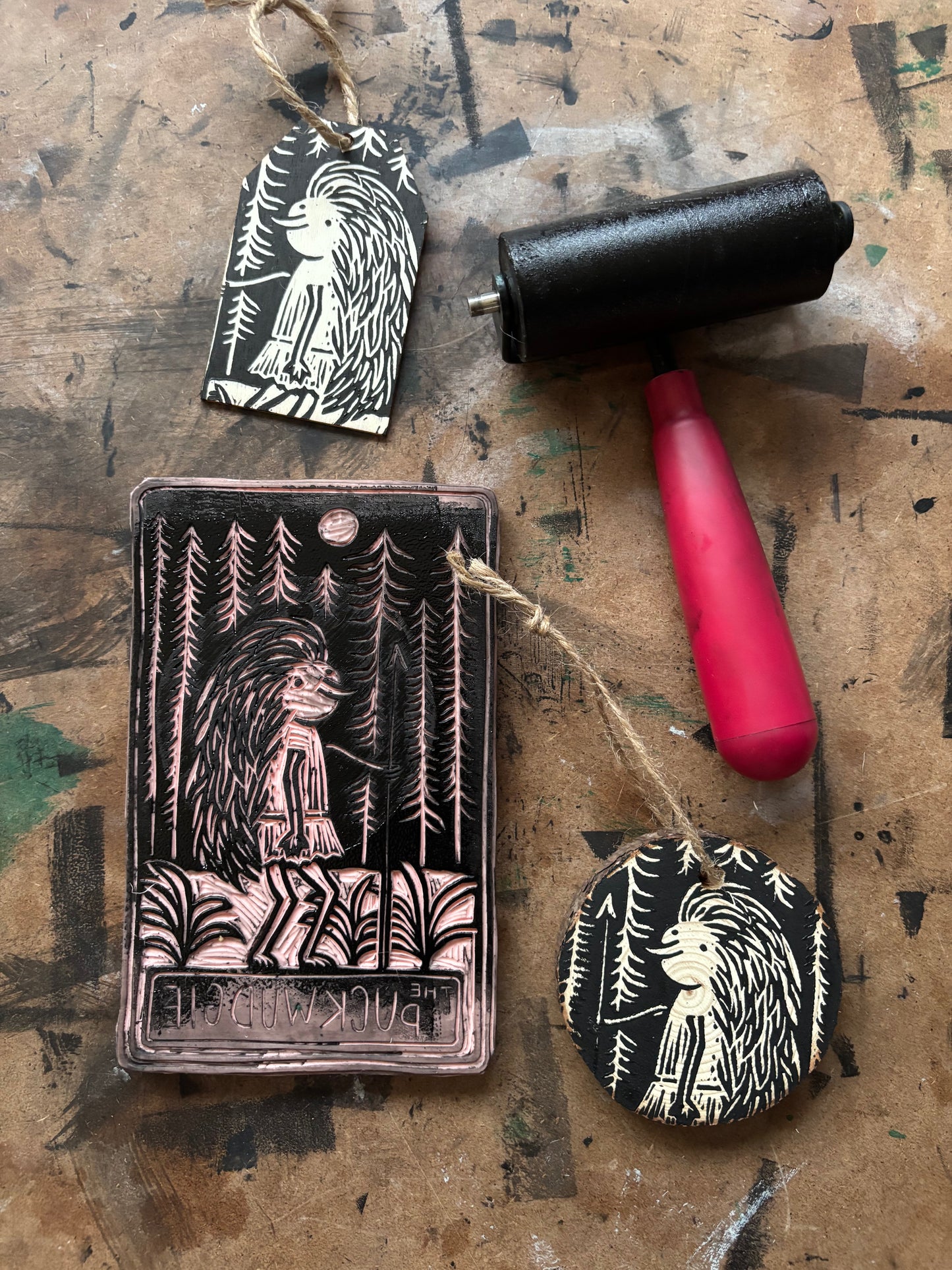 Puckwudgie hand printed ornaments