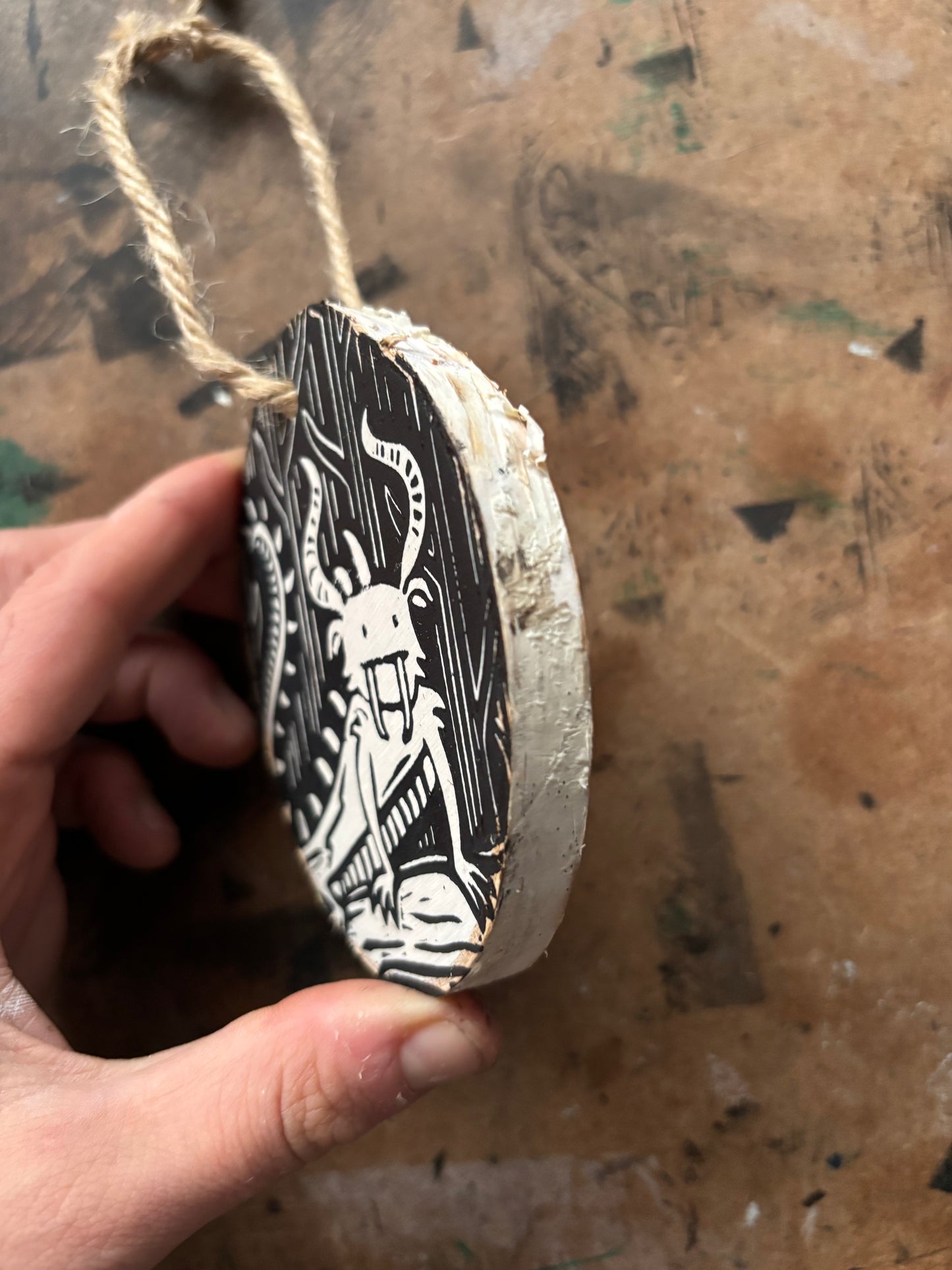 Hodag hand printed ornaments