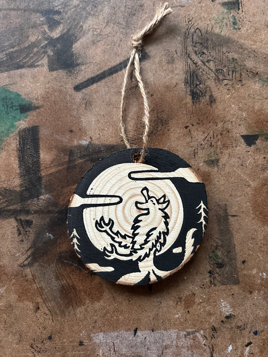 Werewolf hand printed ornaments
