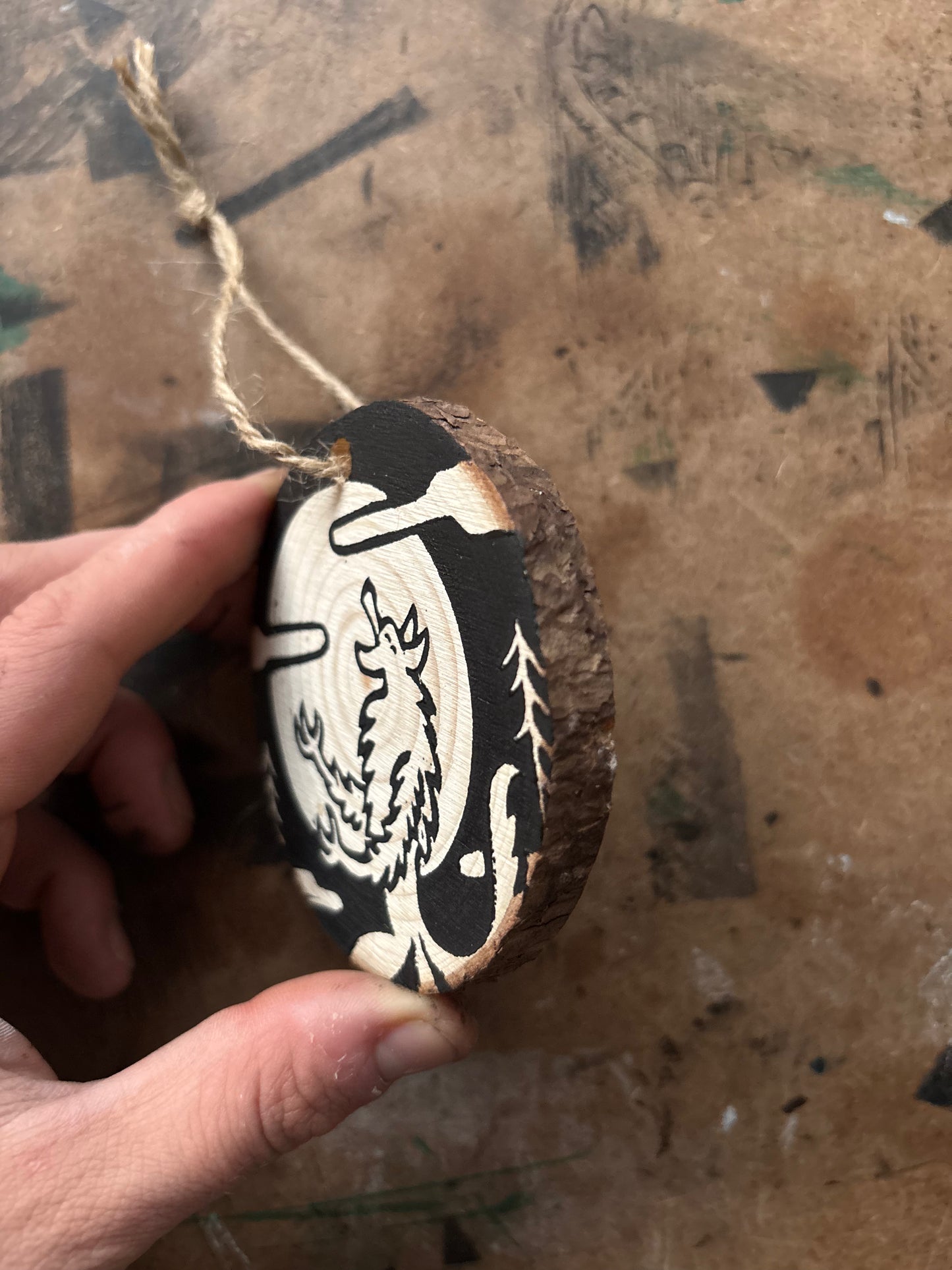 Werewolf hand printed ornaments