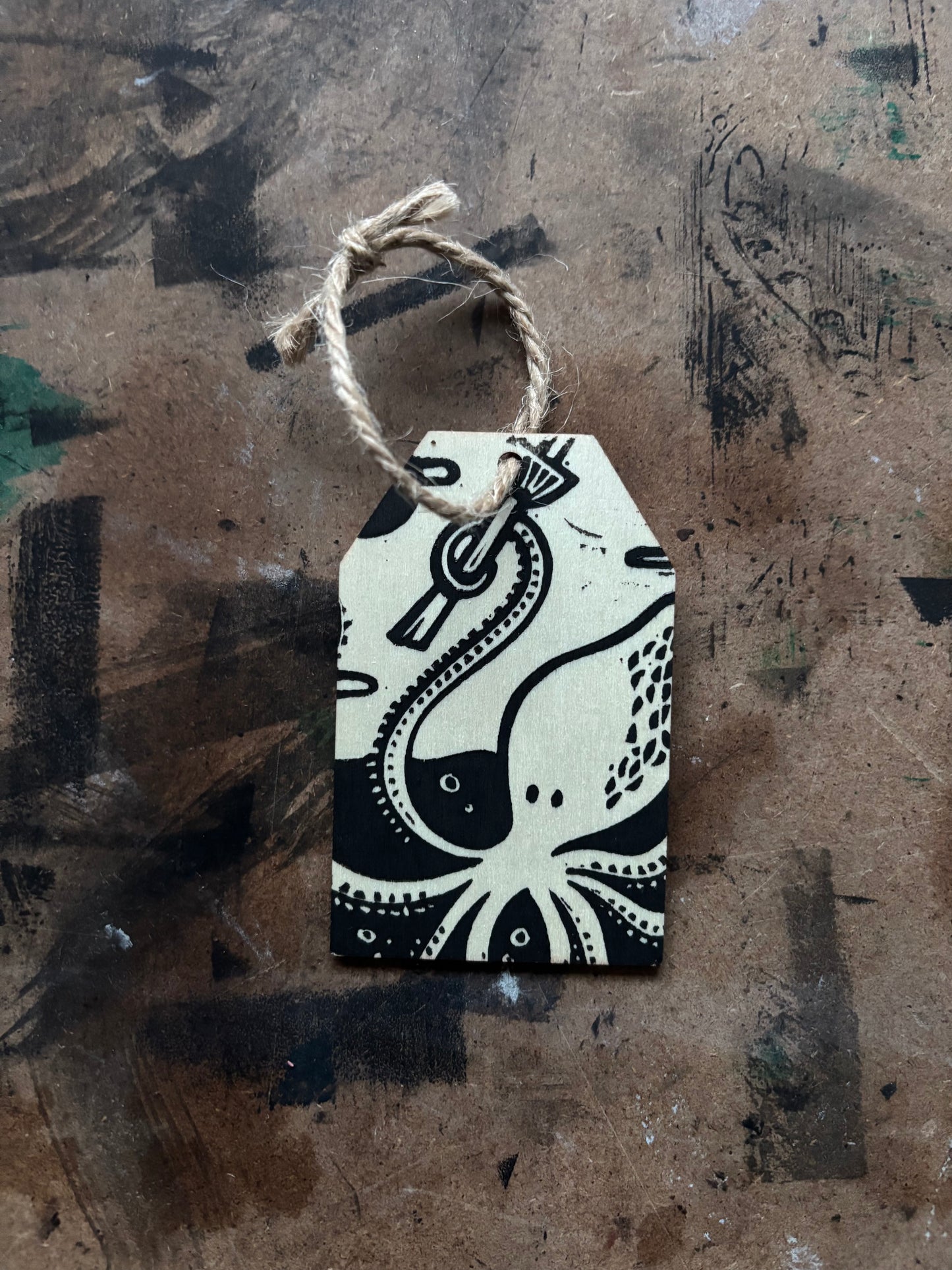 Kraken hand printed ornaments