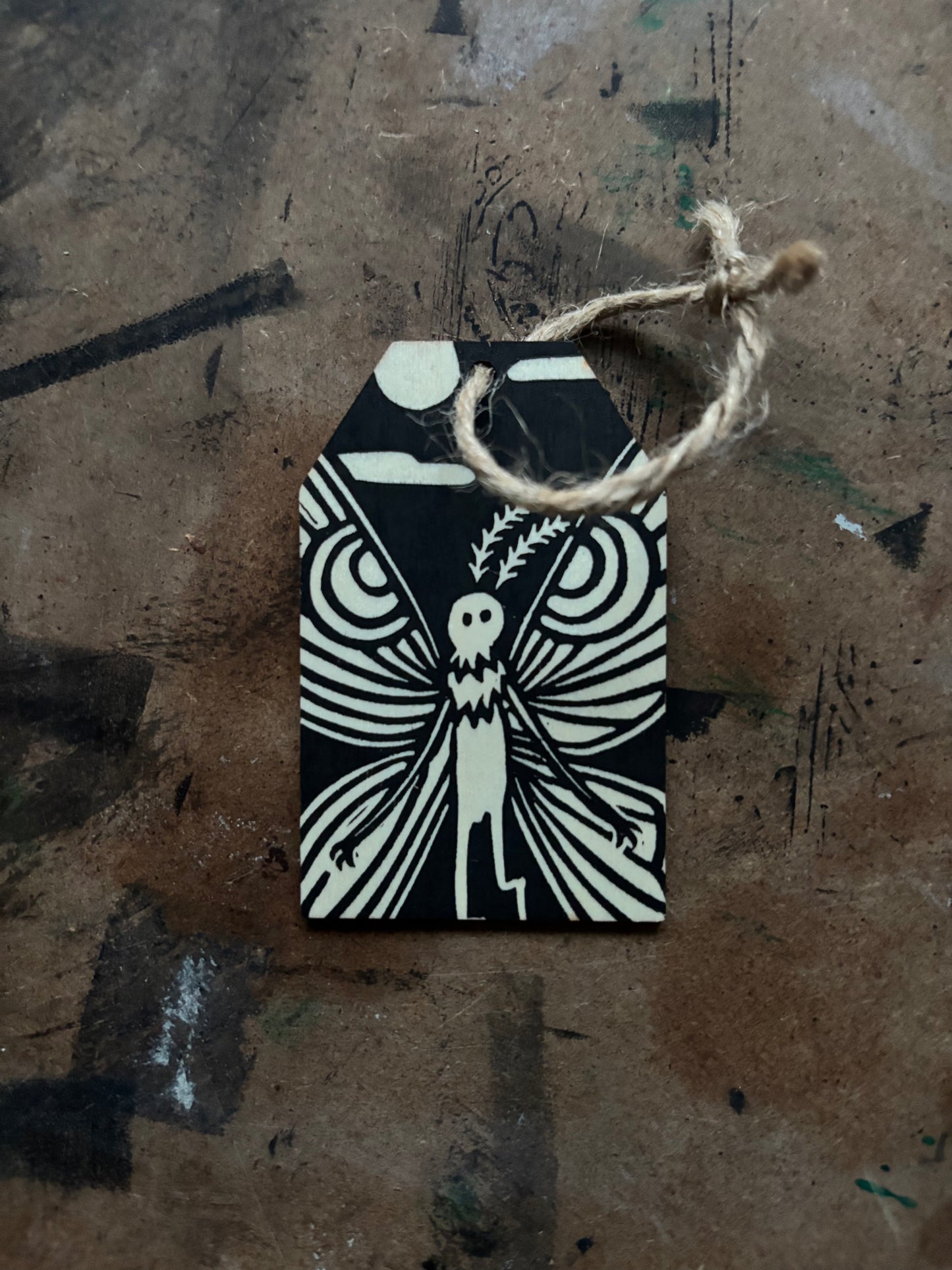 Mothman hand printed ornaments