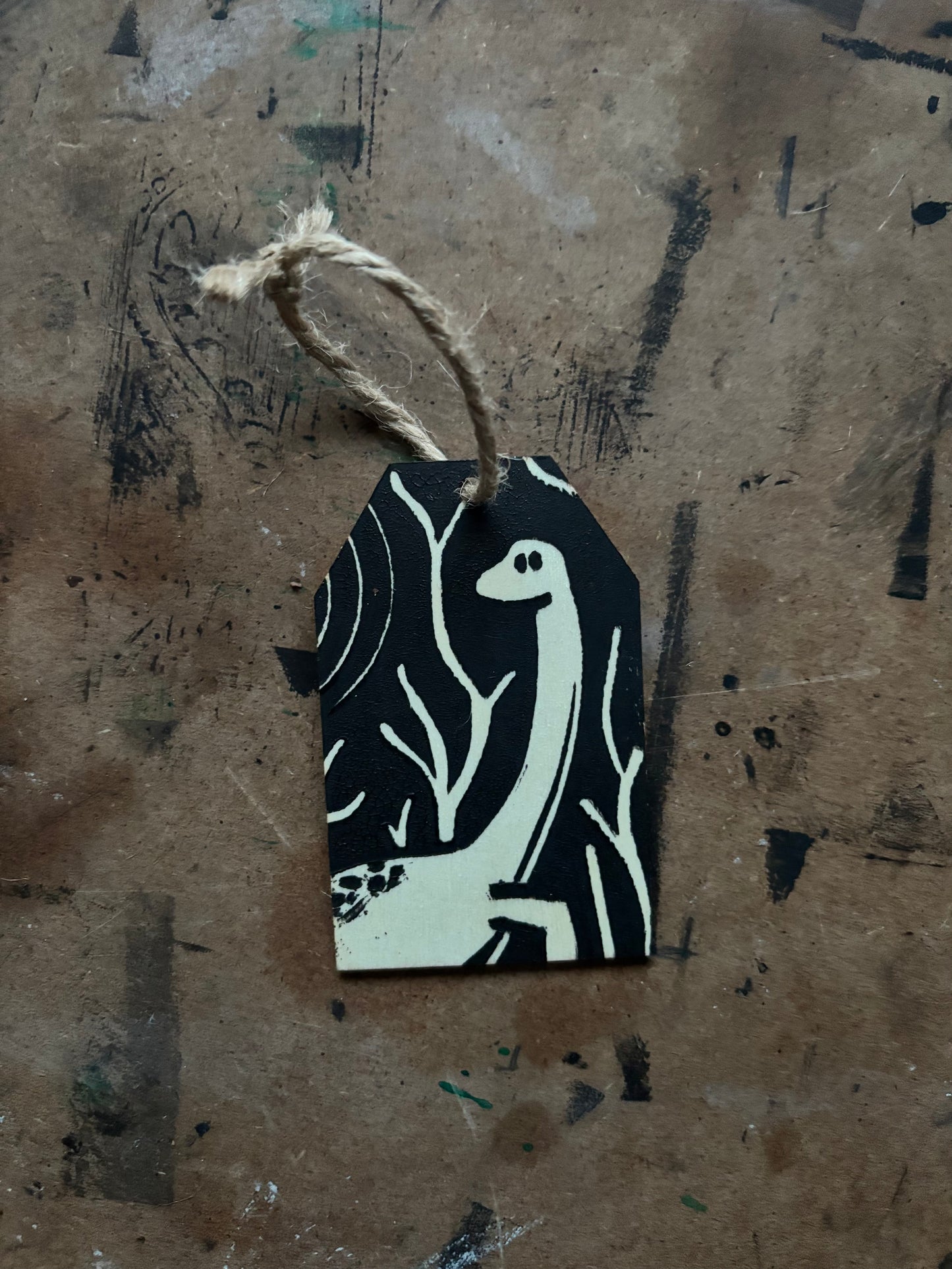 Mokele-Mbembe hand printed ornaments