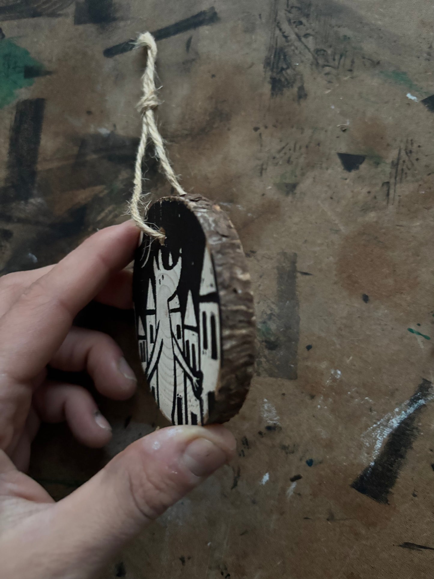 Dogman hand printed ornaments