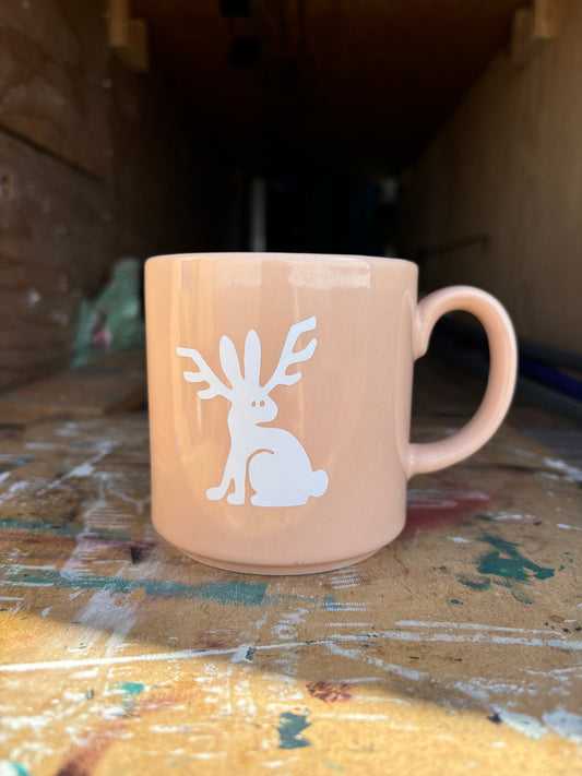 Jackalope upcycled mug