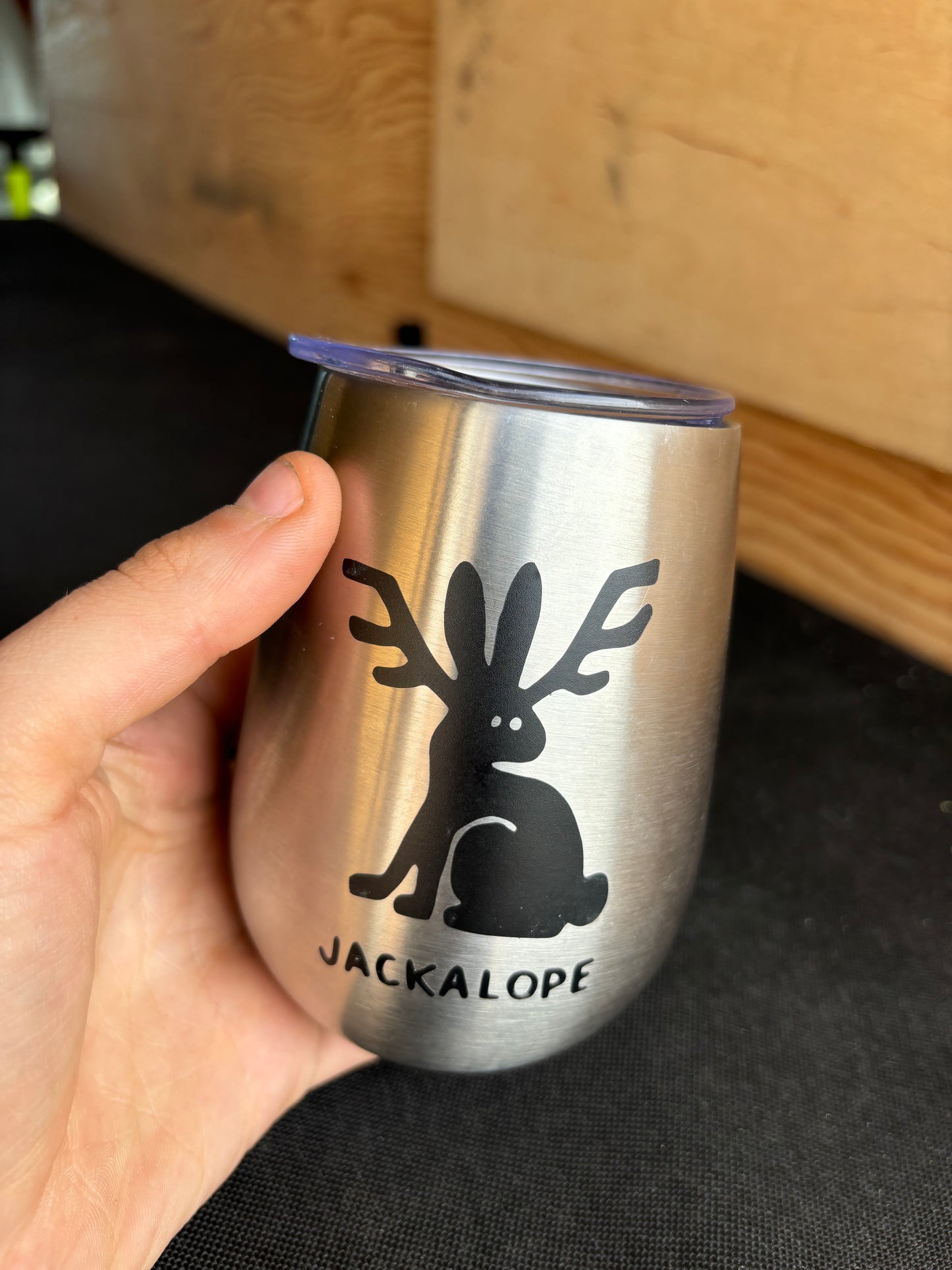 Jackalope upcycled traveling mug