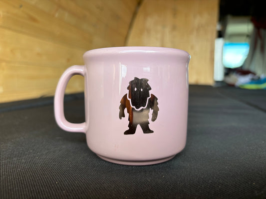 Yeti upcycled mug - gold - light pink