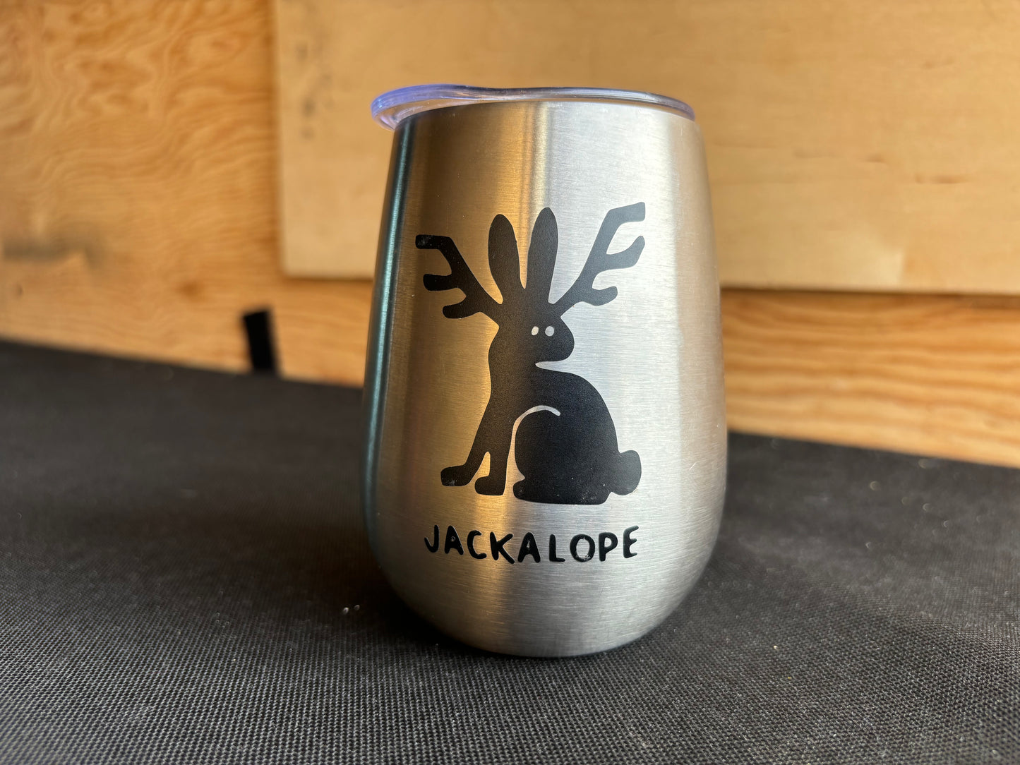 Jackalope upcycled traveling mug