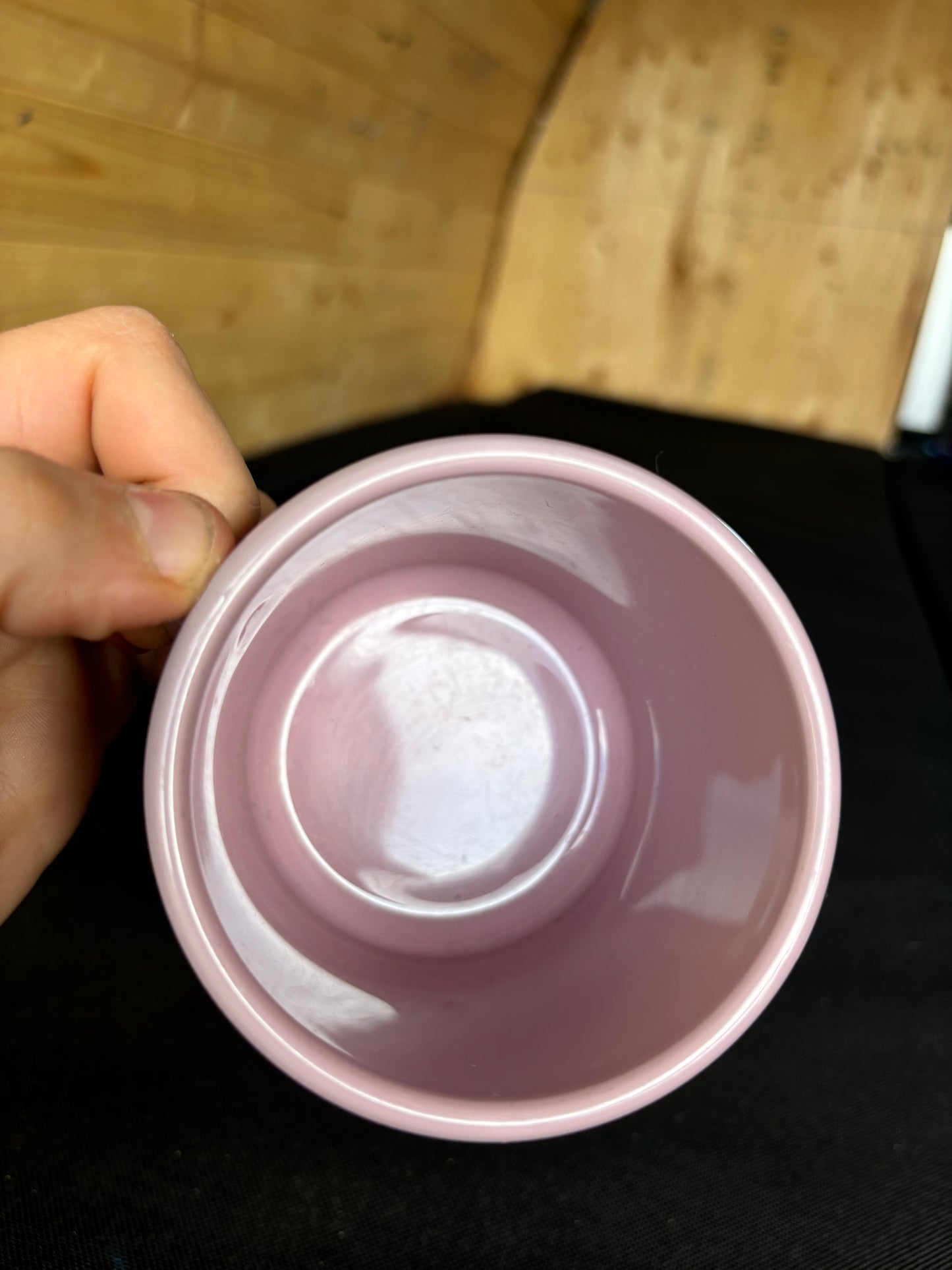 Yeti upcycled mug - gold - light pink