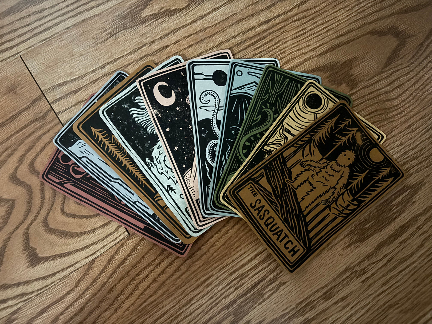 Pack of 10 hand printed tarot cryptid - neutrals