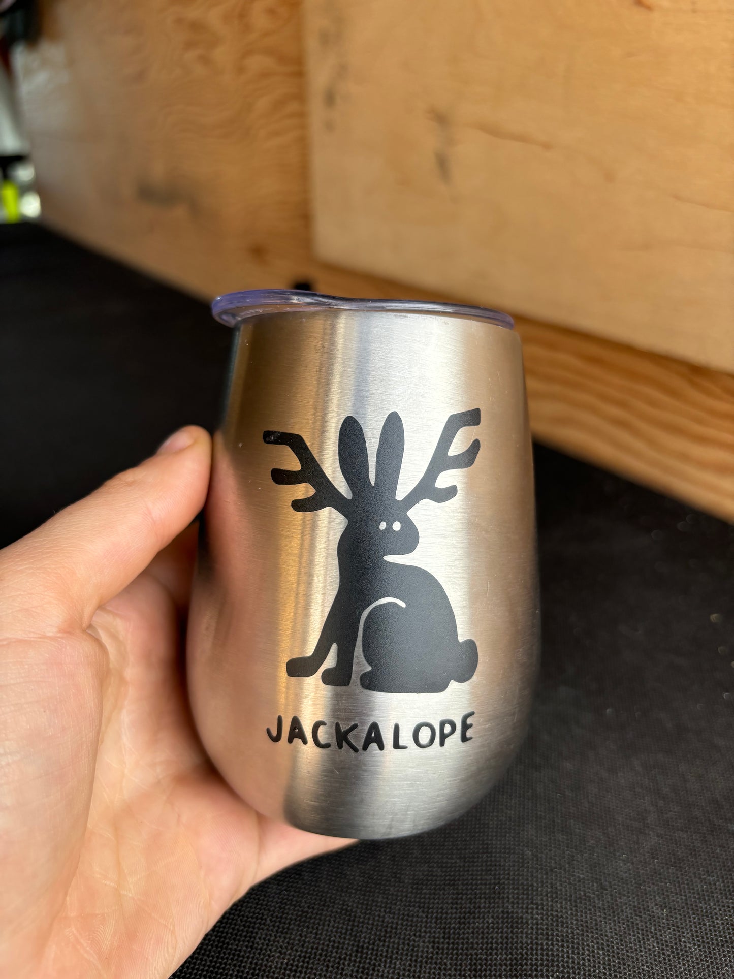 Jackalope upcycled traveling mug