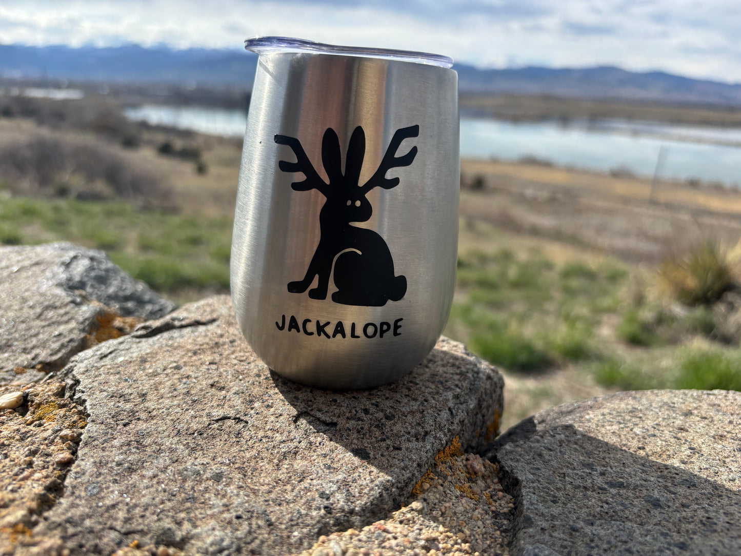 Jackalope upcycled traveling mug