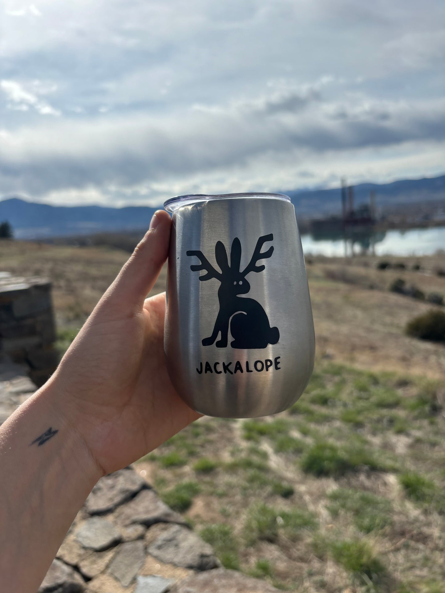 Jackalope upcycled traveling mug