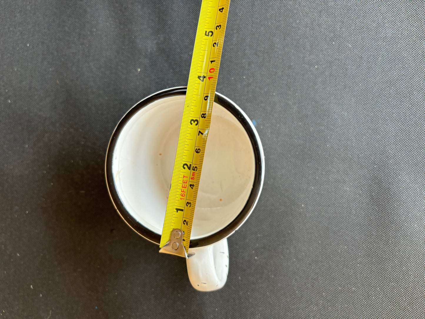 Mothman upcycled  mug - red eyes - speckled