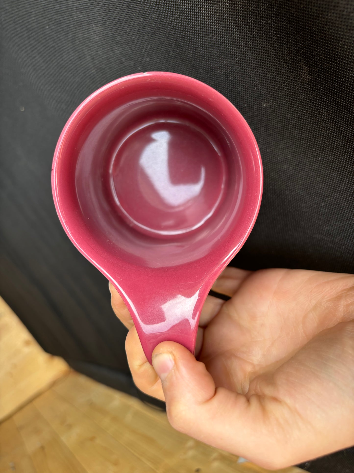 Jackalope upcycled mug - gold - raspberry