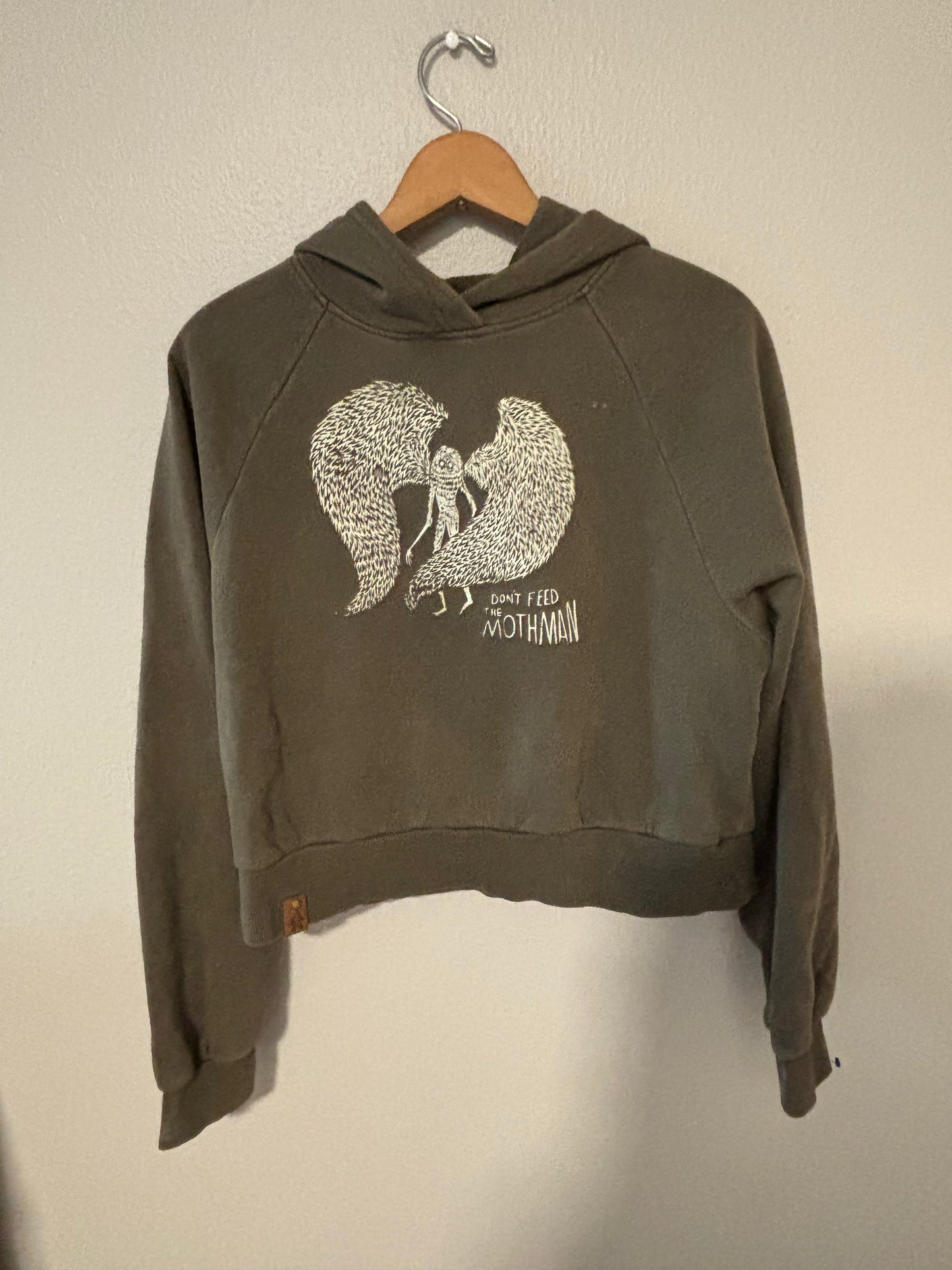 M -  Mothman cropped hoodie (ink stains)