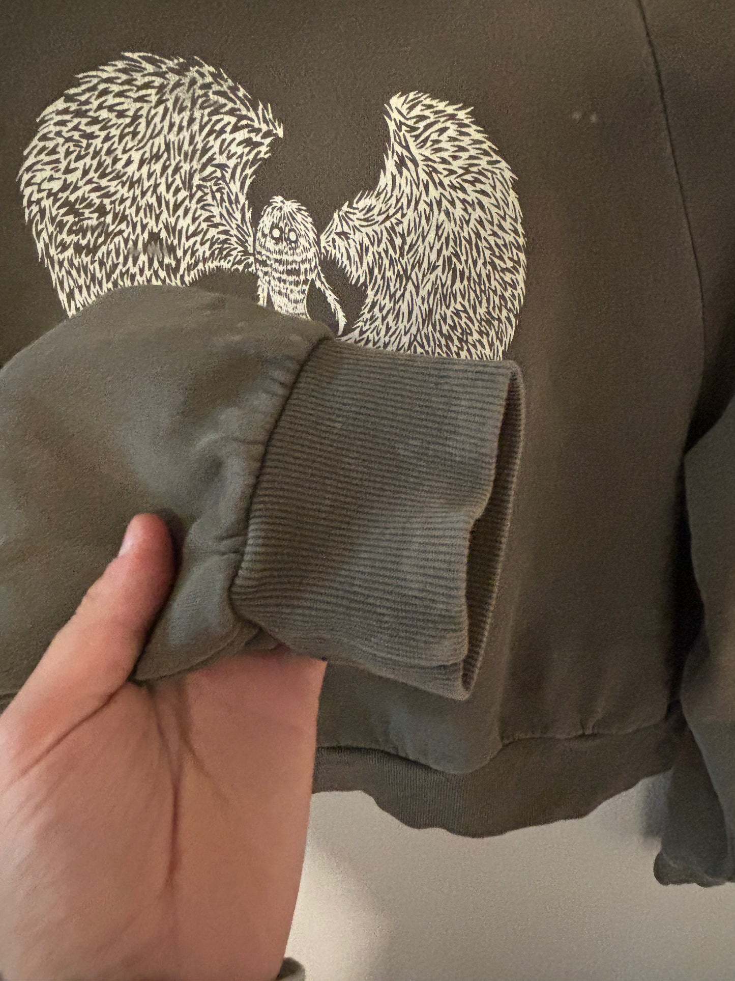 M -  Mothman cropped hoodie (ink stains)