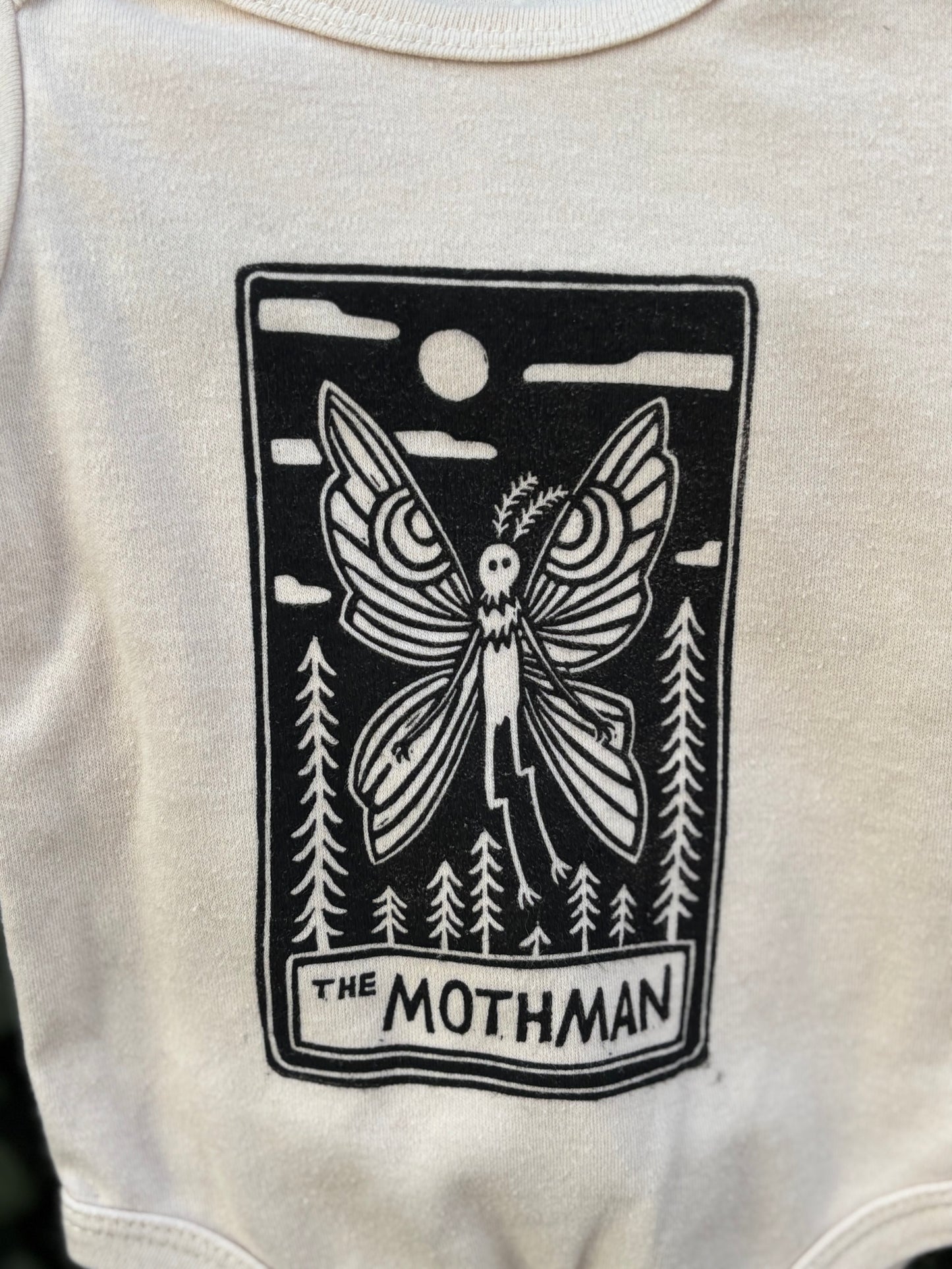 3-6m mothman onesie