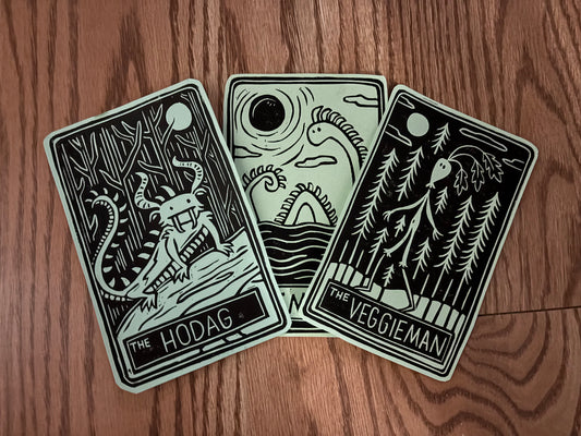Pack of 3 hand printed tarot cryptid (teal)