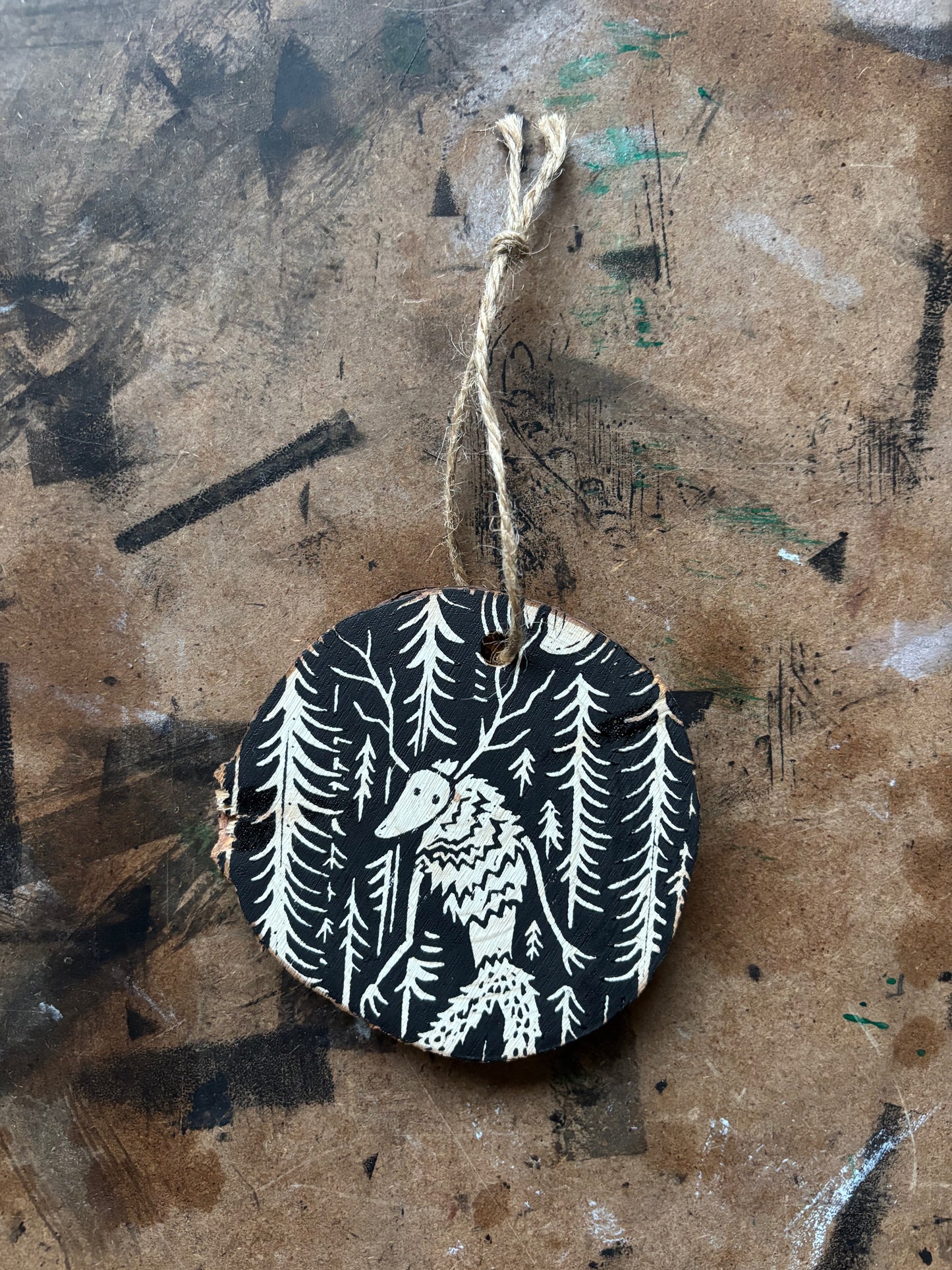 Wendigo hand printed ornaments