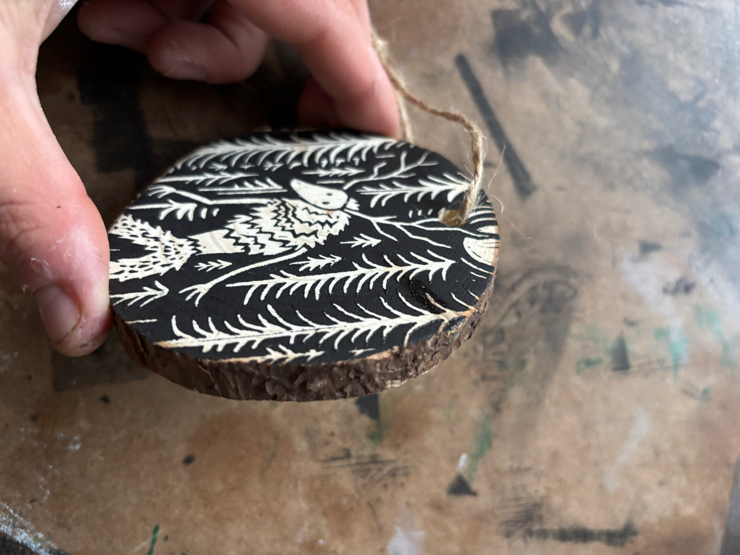 Wendigo hand printed ornaments