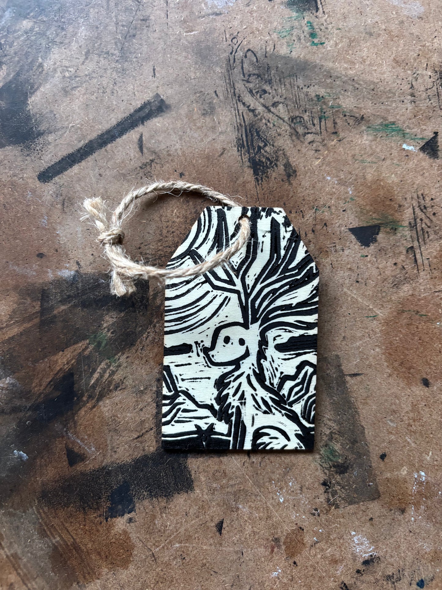 Jackalope hand printed ornaments