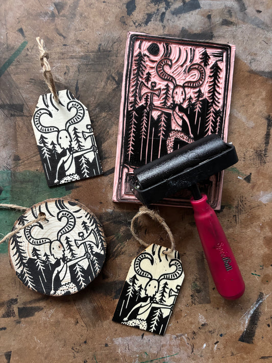 Goatman hand printed ornaments