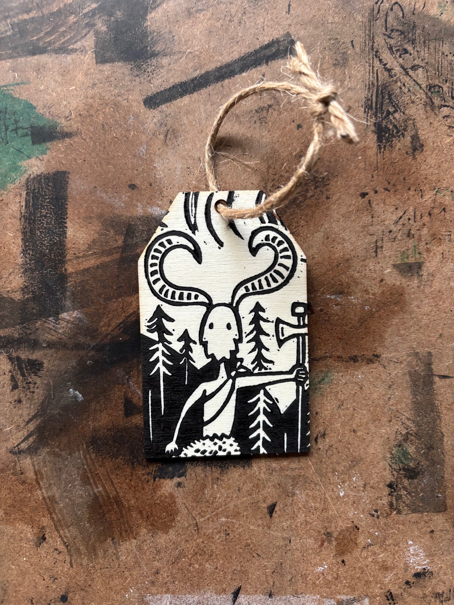 Goatman hand printed ornaments