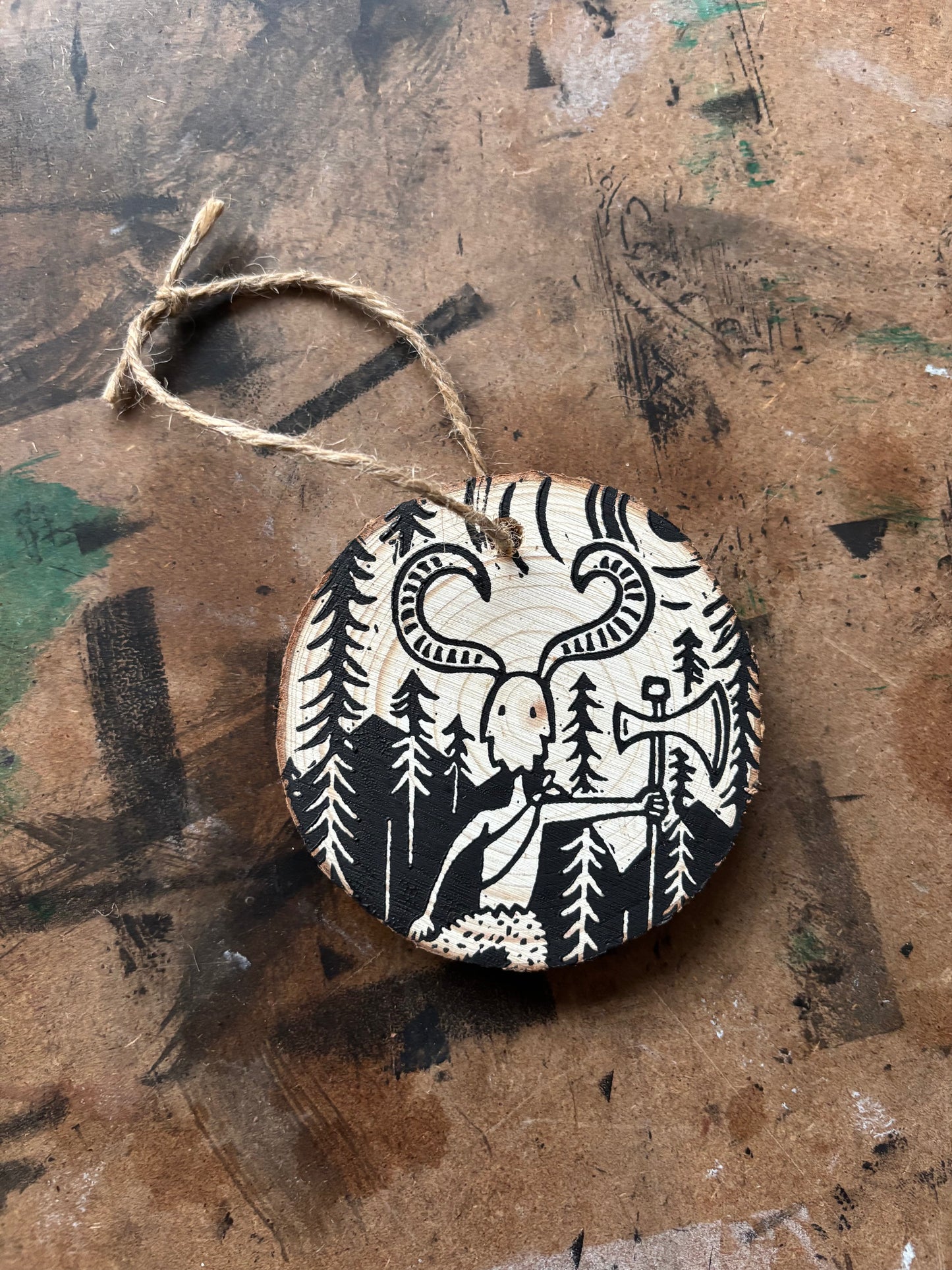 Goatman hand printed ornaments