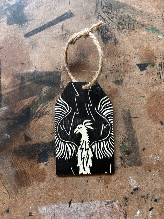 Thunderbird hand printed ornaments
