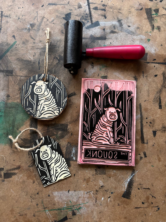 Squonk hand printed ornaments