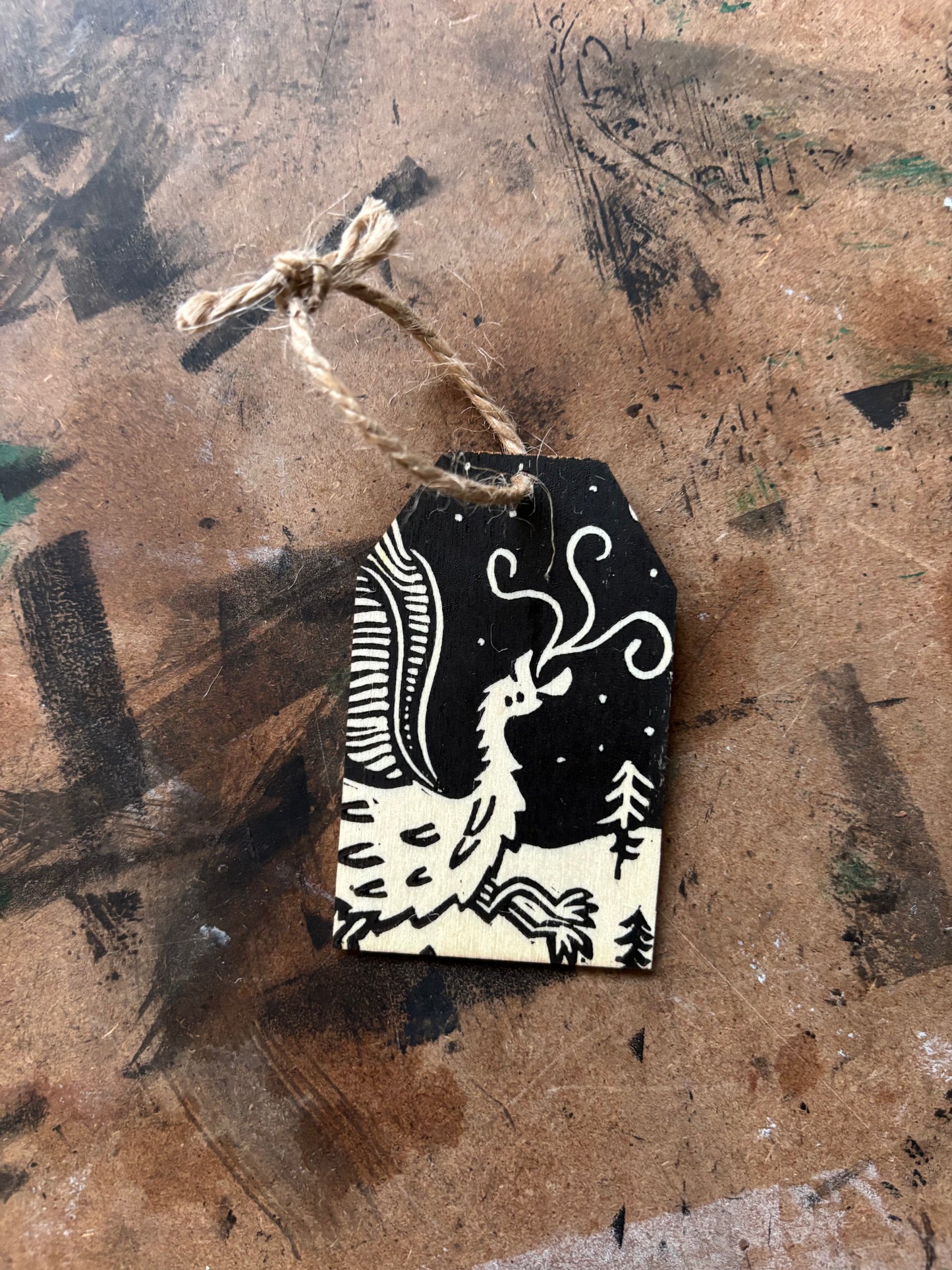 Snallygaster hand printed ornaments