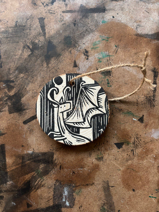 Jersey Devil hand printed ornaments