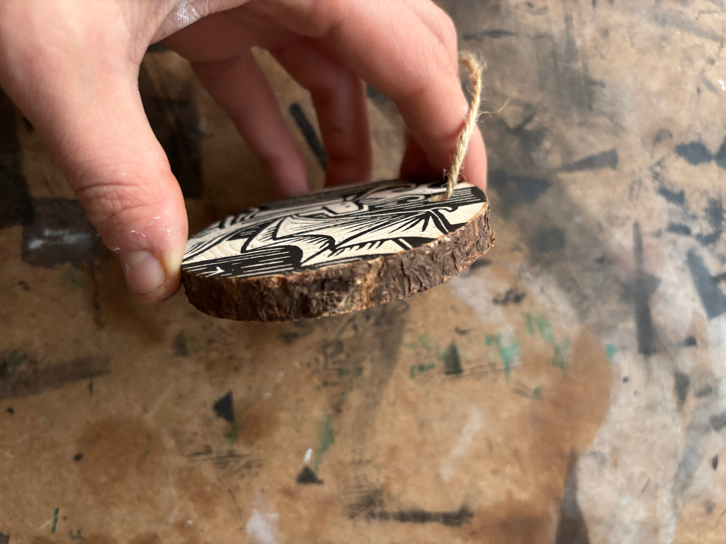 Jersey Devil hand printed ornaments