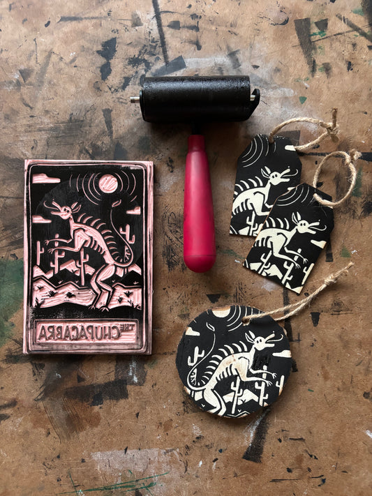 Chupacabra hand printed ornaments