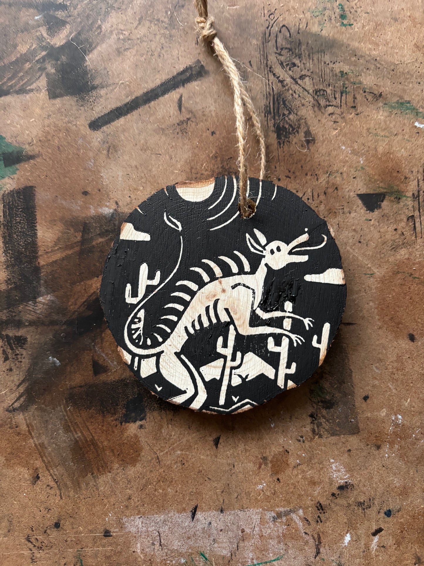 Chupacabra hand printed ornaments