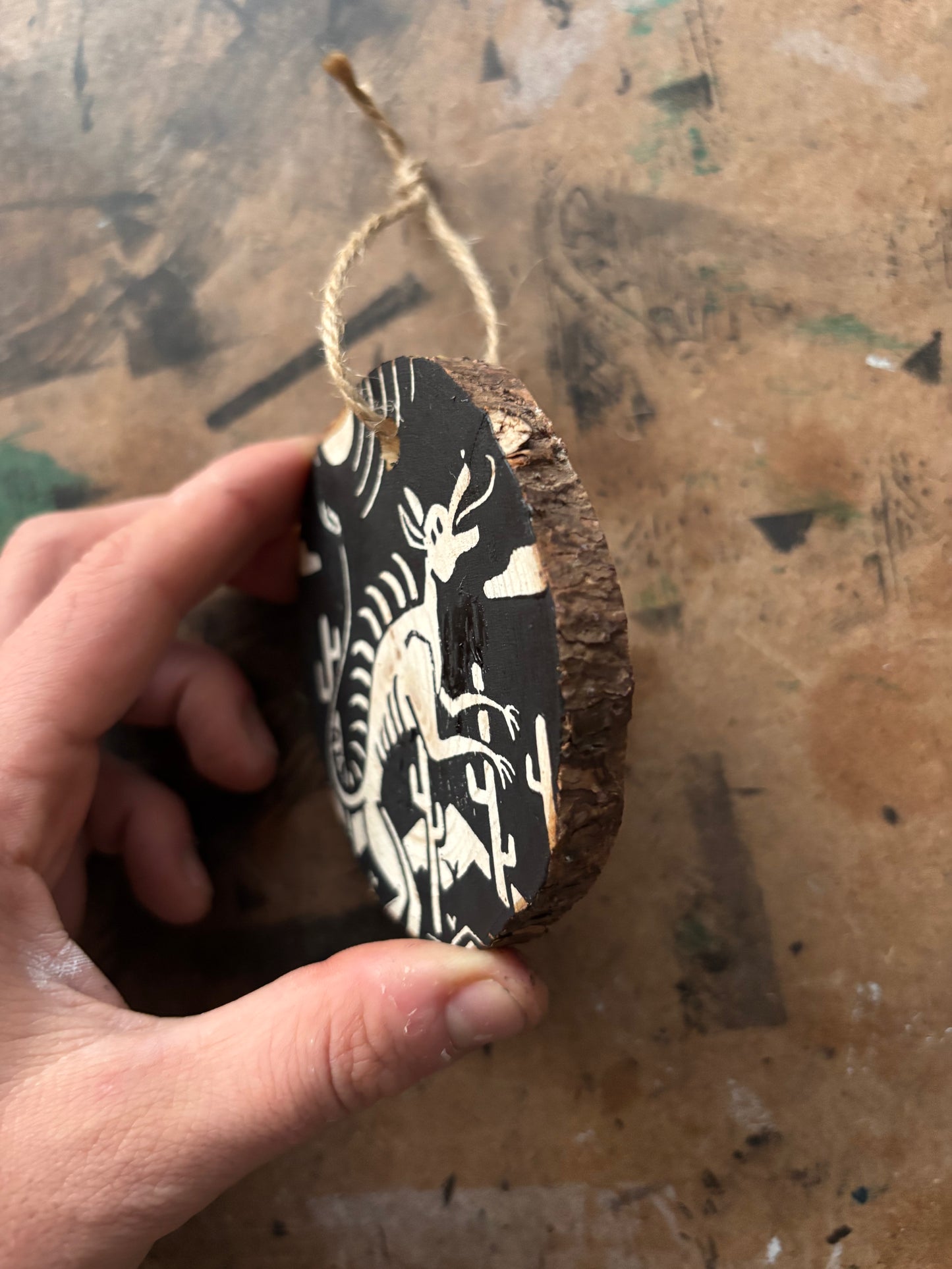 Chupacabra hand printed ornaments