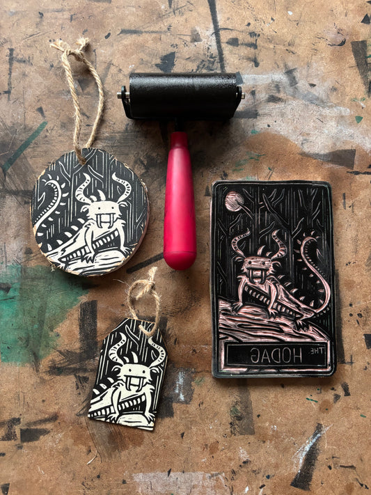 Hodag hand printed ornaments
