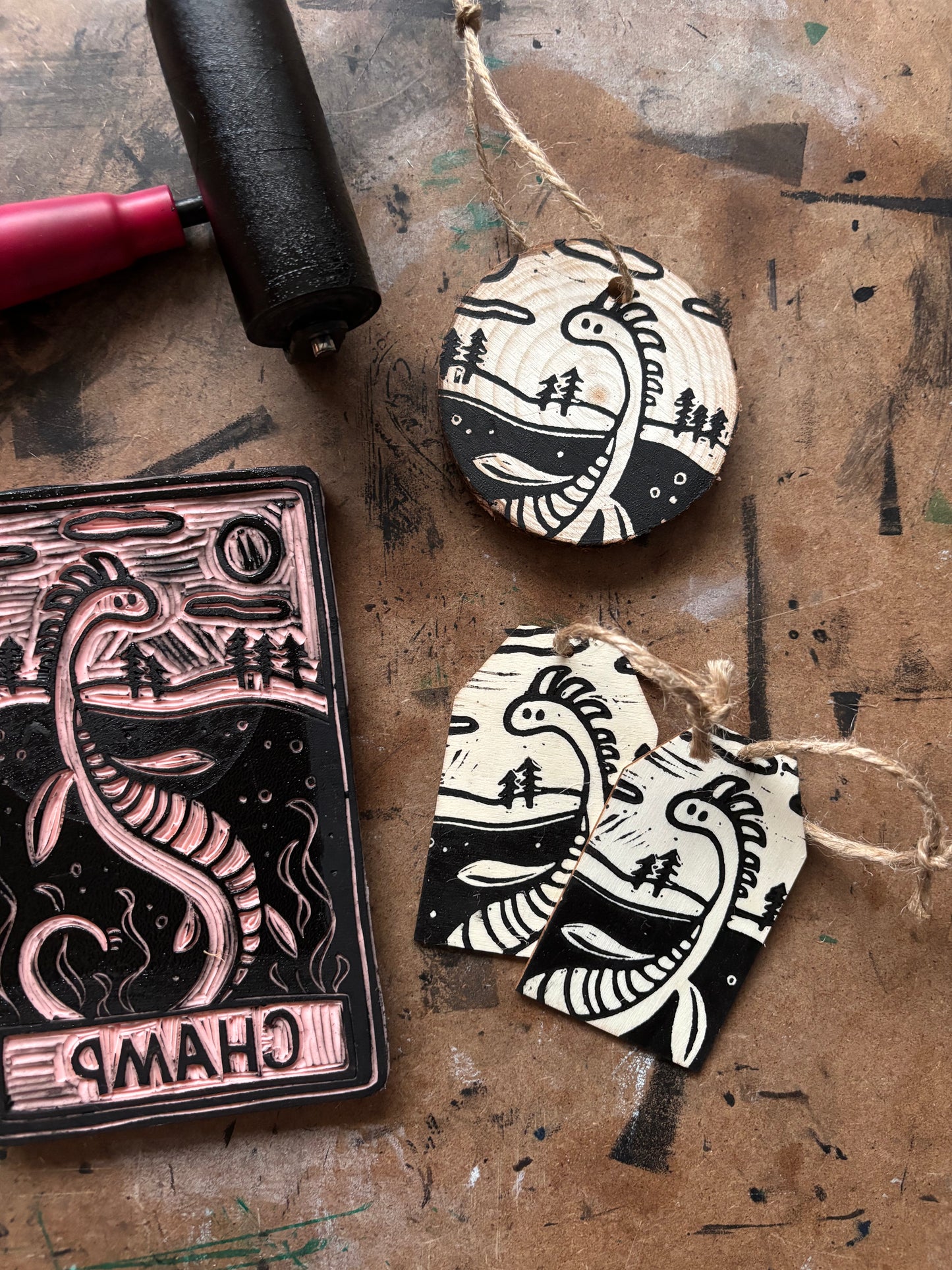 Champ hand printed ornaments