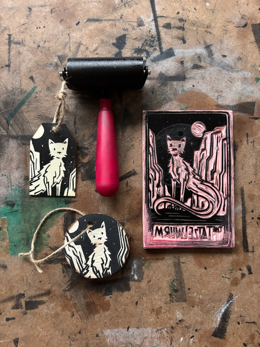 Tatzelwurm hand printed ornaments