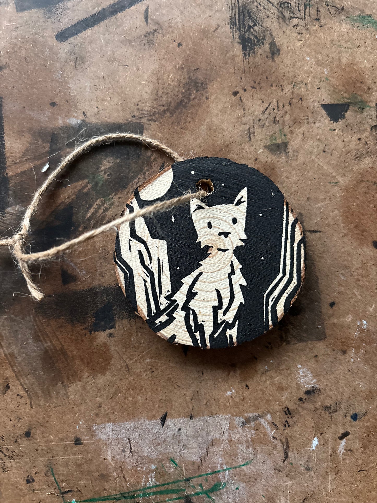 Tatzelwurm hand printed ornaments