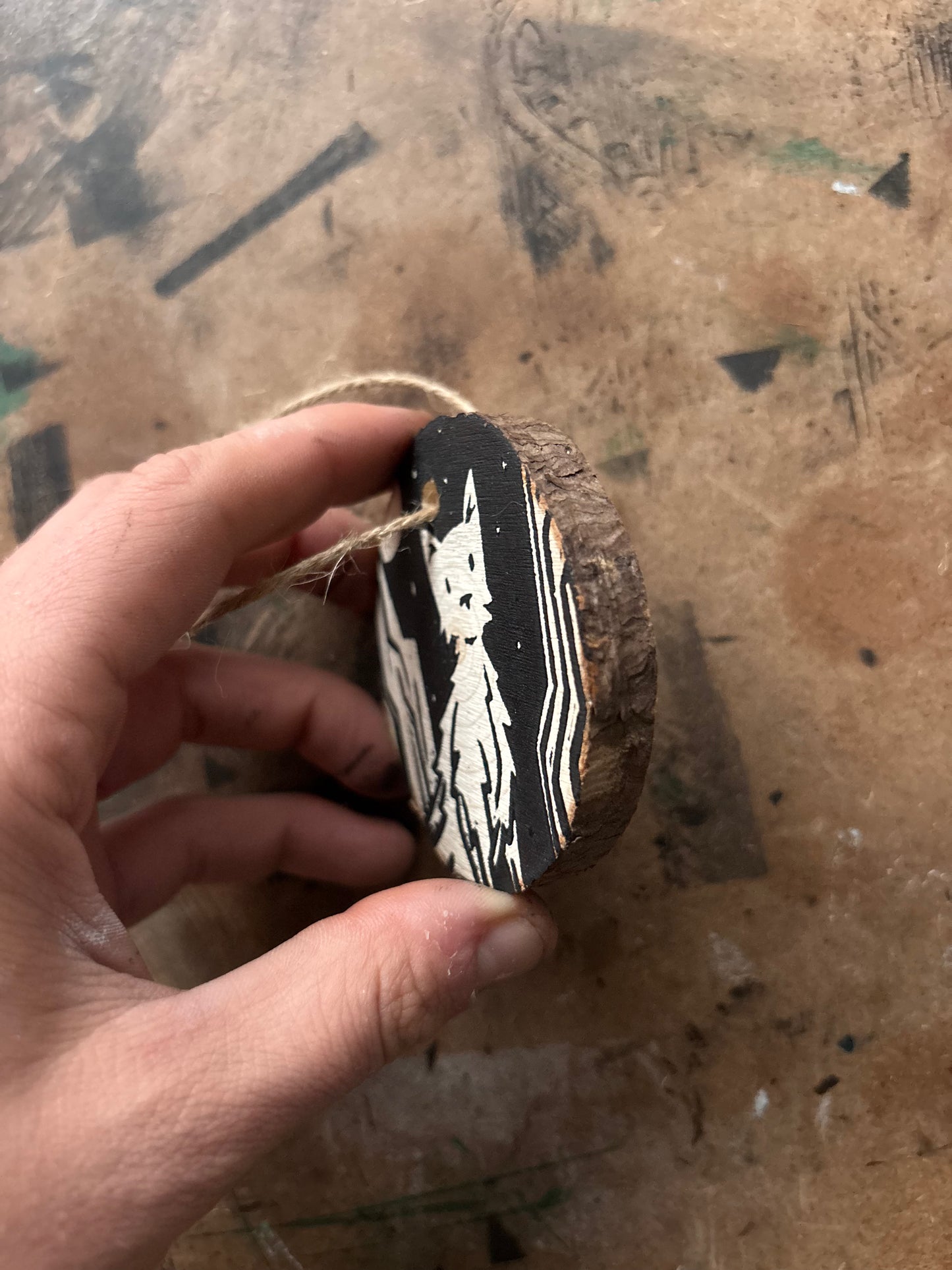 Tatzelwurm hand printed ornaments