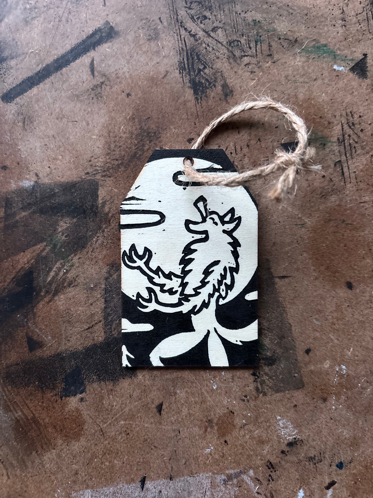 Werewolf hand printed ornaments