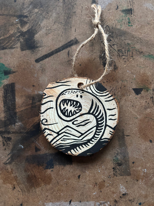 Mongolian deathworm hand printed ornaments