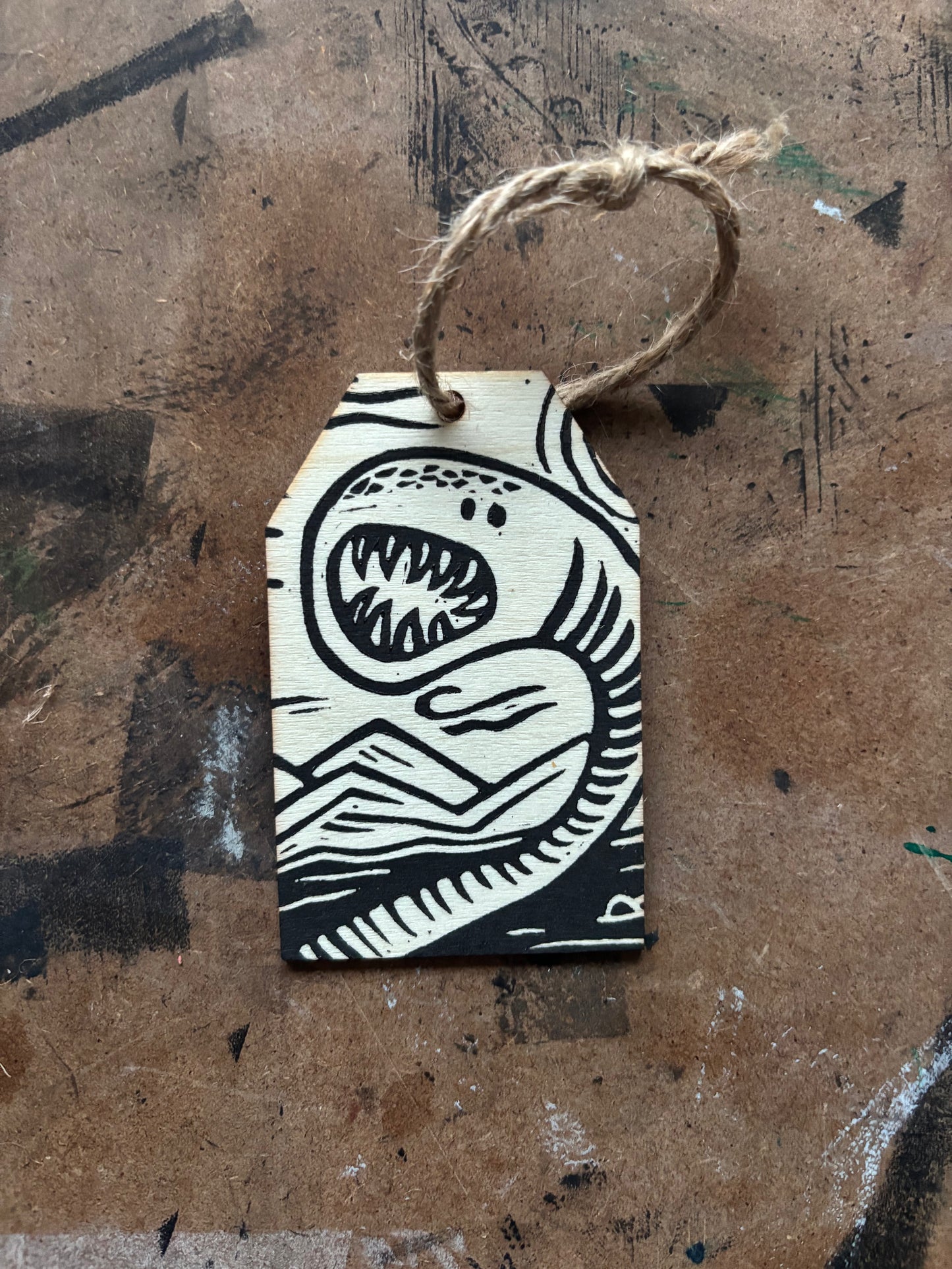 Mongolian deathworm hand printed ornaments